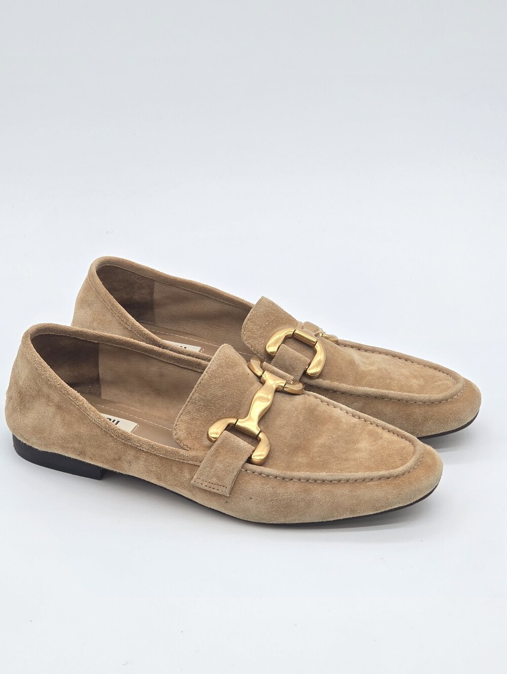 Bibi Lou Zagreb Suede Horsebit Loafers 38 7.5 Tan Classic Preppy Quiet Luxury